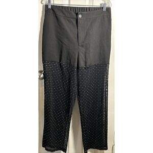 SHEIN Curve Black‎ Sparkling Sheer Bling Pants For Music Festival Club Size 0XL